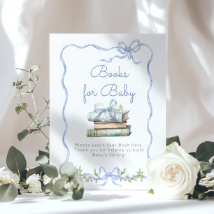 Books for baby Blue bow New Chapter baby shower Poster