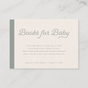 Books for Baby   Boho Minimalist Lines Sage  Enclosure Card