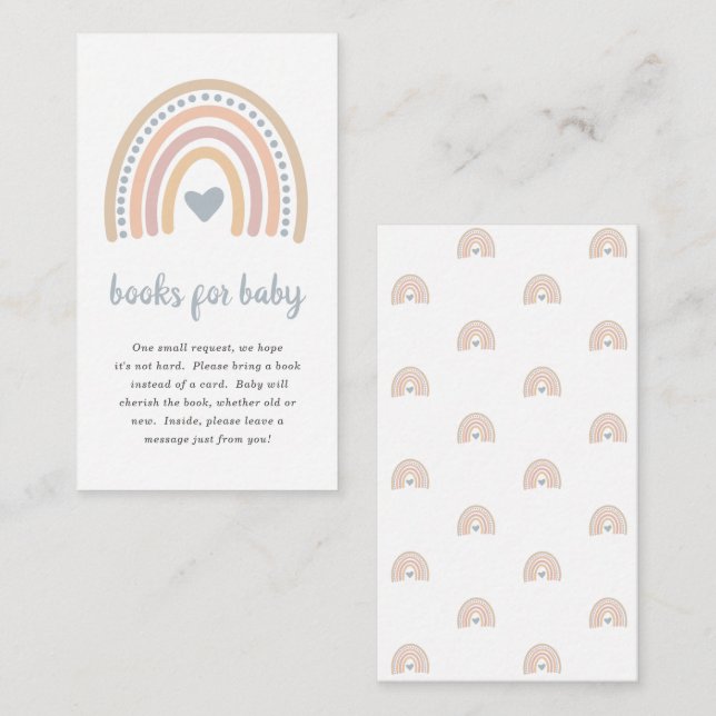 Books for Baby Boho Rainbow Cute Boy Baby Shower Enclosure Card (Front/Back)
