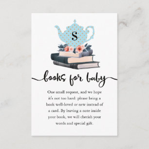 Books For Baby Boy Blue Vintage Tea Party & Books Enclosure Card