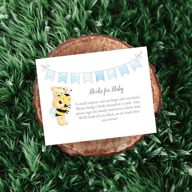 Books For Baby Boy Teddy Bear and Bee Enclosure Card (Creator Uploaded)