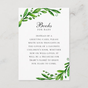 Books for baby. Bring a book request. Greenery Enclosure Card