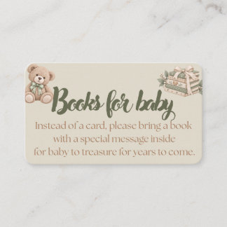 Books for Baby Card | Baby Shower Insert