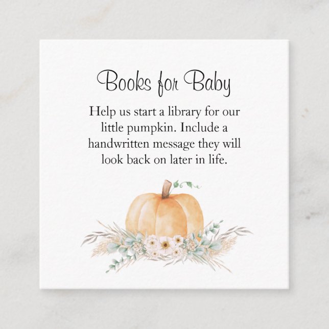 Books for Baby Card Insert Pumpkin Theme (Front)