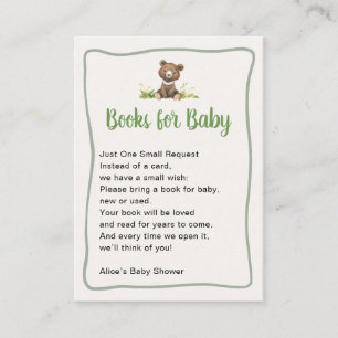 Books for Baby Cute Bear Baby Shower Enclosure Card