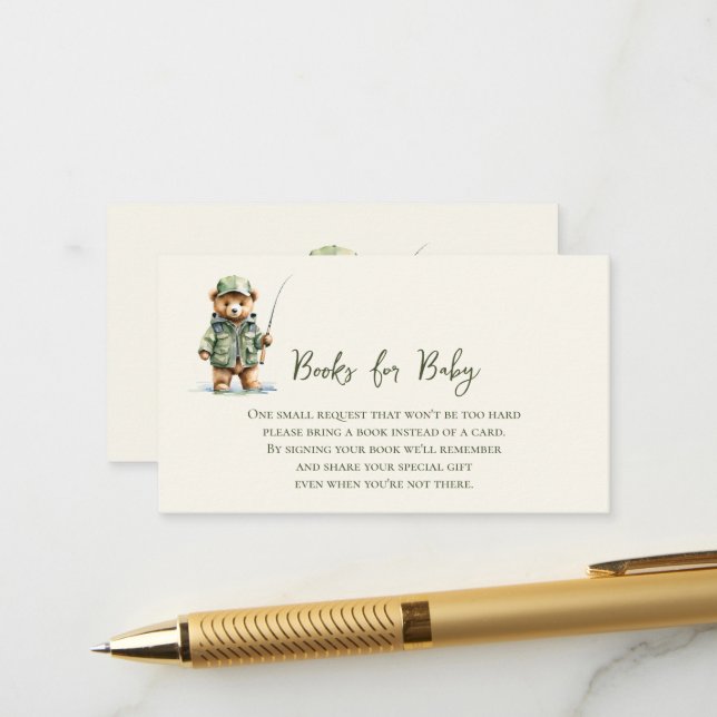  Books for Baby Cute Bear Fishing  Enclosure Card (Front/Back In Situ)