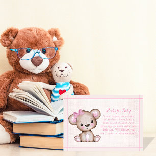 Books For Baby Cute Brown Bear for Girl Shower Enclosure Card