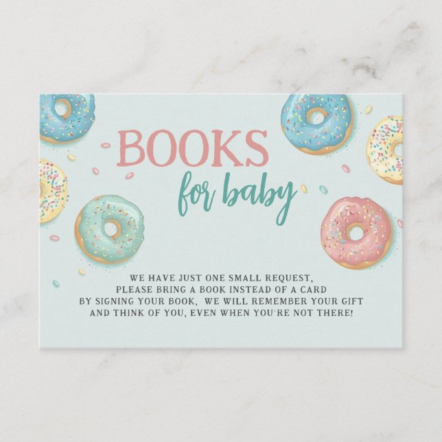 Books for Baby Cute Doughnuts Baby Shower Enclosure Card (Front)