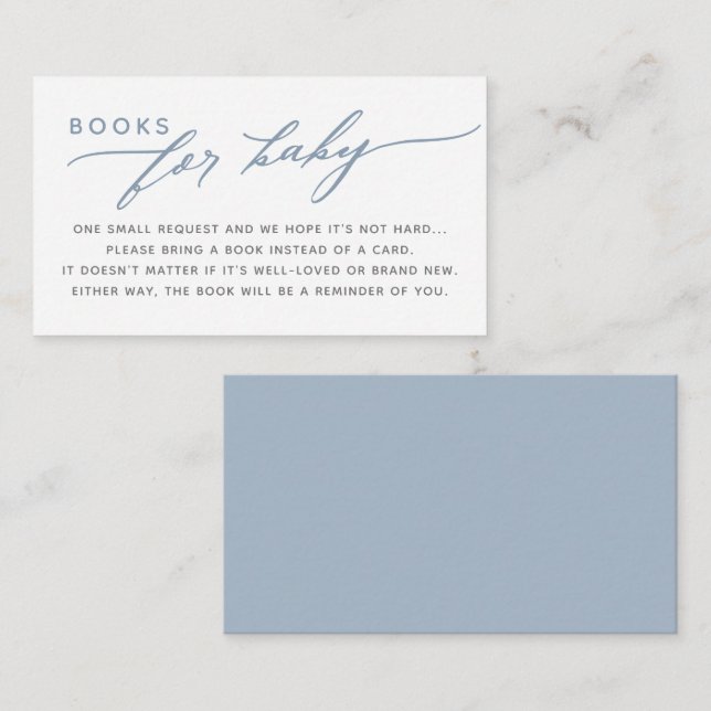 Books For Baby Elegant Script Baby Shower Enclosure Card (Front/Back)