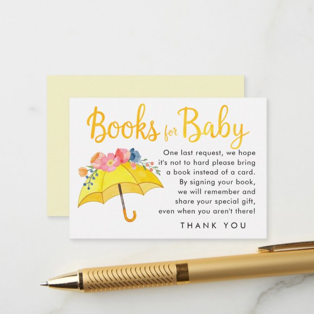 Books for Baby Enclosure Card – April Showers Baby (Front/Back In Situ)