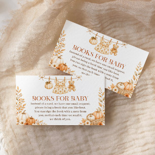 Books for Baby Fall Pumpkin Girl Baby Shower Enclosure Card