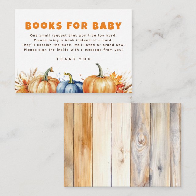 Books For Baby Fall Pumpkins Request Cards (Front/Back)