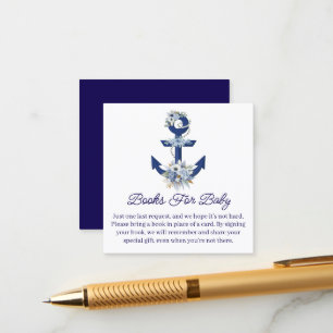 books for baby, floral nautical boy baby shower  enclosure card