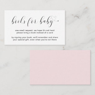 Books for Baby Girl Heart Pink Simple Baby Shower Enclosure Card