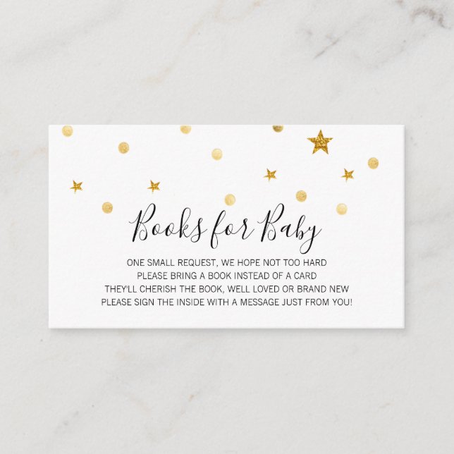 Books for Baby insert card with gold glitter (Front)