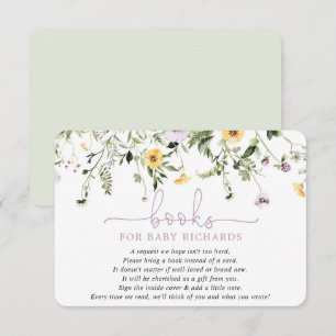 Books for Baby lavender yellow spring wild flowers Enclosure Card