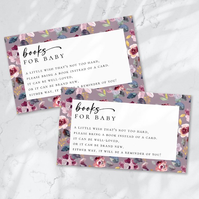 Books for Baby Lilac Floral Baby Shower Enclosure Card (Creator Uploaded)
