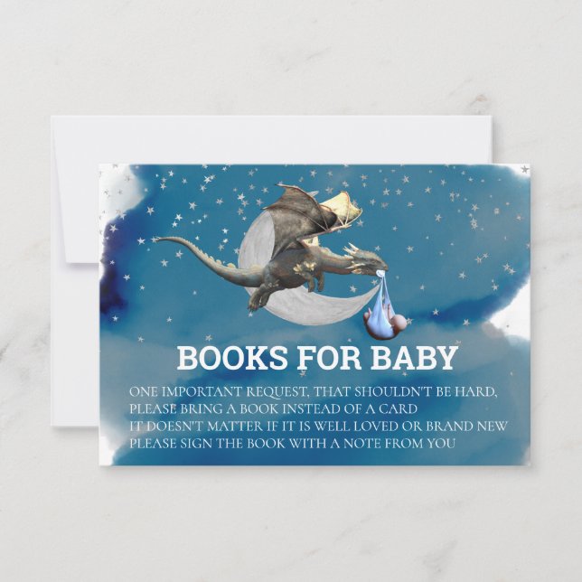 Books for Baby Little Knight Dragon Silver  Invitation (Front)