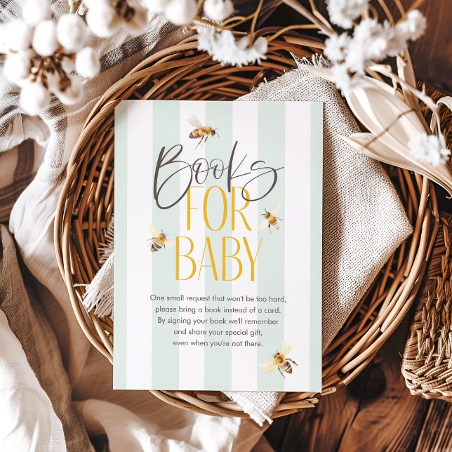 Books for Baby Mommy to Bee Neutral Baby Shower Enclosure Card (Creator Uploaded)
