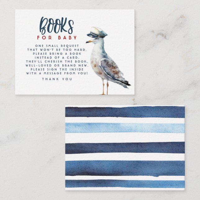 Books For Baby Nautical Baby Shower Request Card (Front/Back)