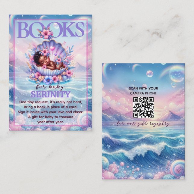 Books for Baby Pastel Seashell Baby Shower Enclosure Card (Front/Back)