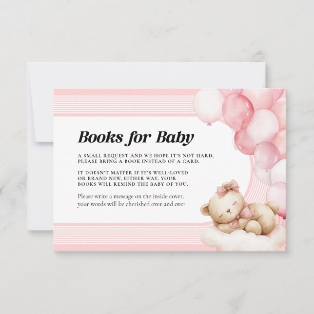 Books for Baby Pink Baby Shower Card (Front)