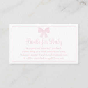 Books For Baby Pink Bow Preppy Baby Shower Business Card