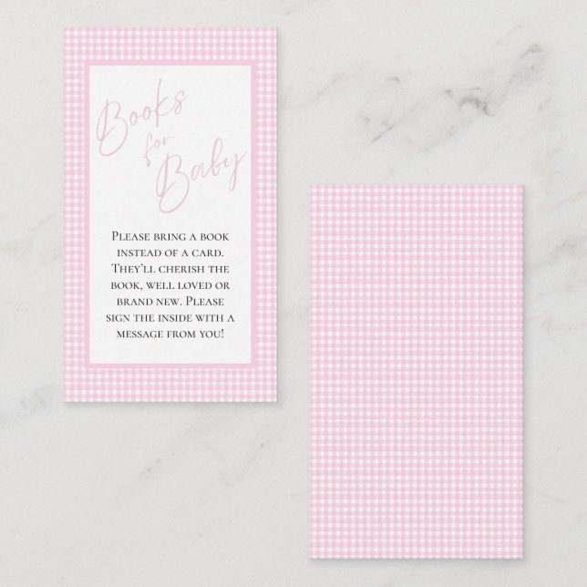 Books for Baby Pink Gingham Enclosure Card (Front/Back)