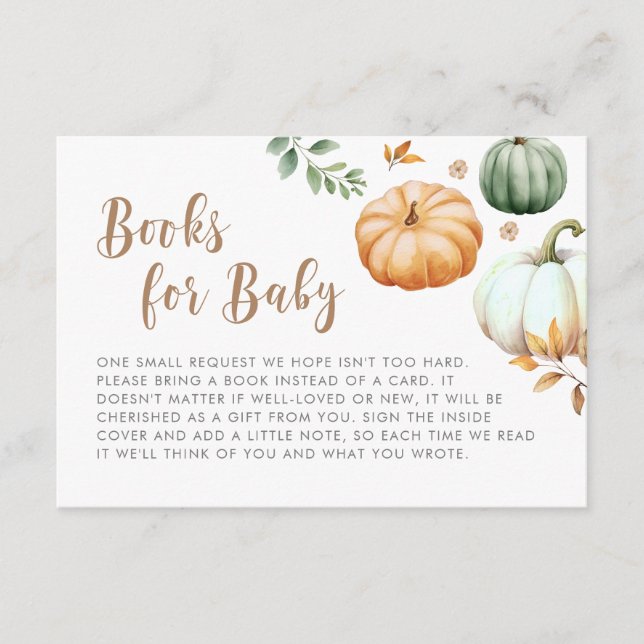 Books For Baby | Pumpkin Autumn Fall Baby Shower E Enclosure Card (Front)
