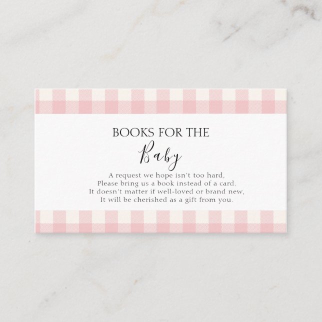 Books for Baby Q Baby Shower Barbecue Girl Pink  Enclosure Card (Front)