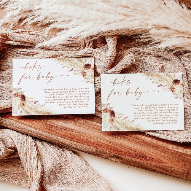 Books for Baby Request Card | Boho Pampas Grass  (Creator Uploaded)
