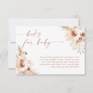 Books for Baby Request Card   Boho Pampas Grass 