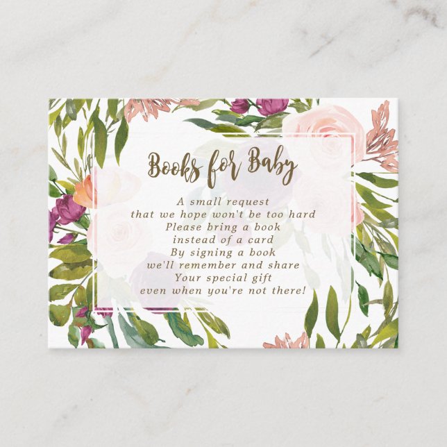 books for baby request cards greenery florals (Front)