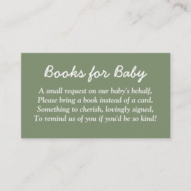 Books for Baby Sage Green Enclosure Card (Front)