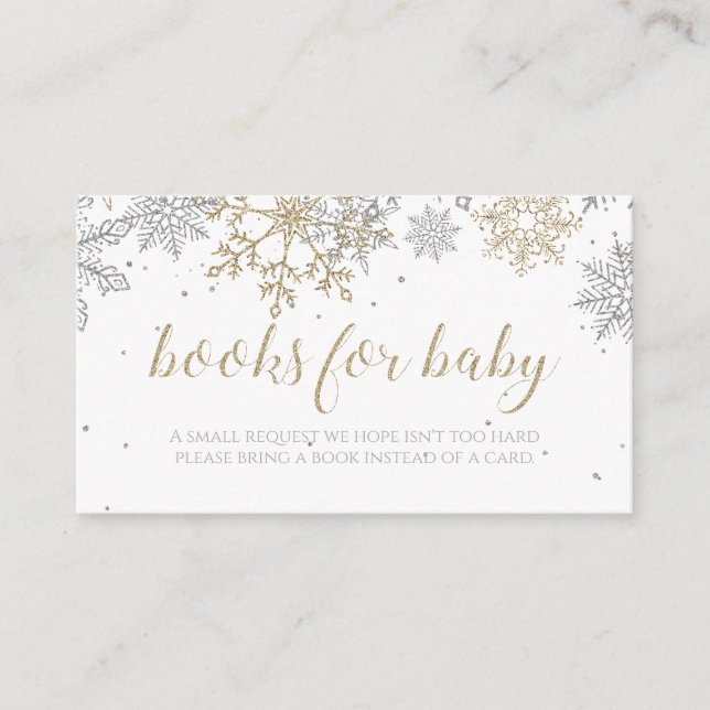 Books for Baby Silver Gold Snowflake Enclosure Card (Front)