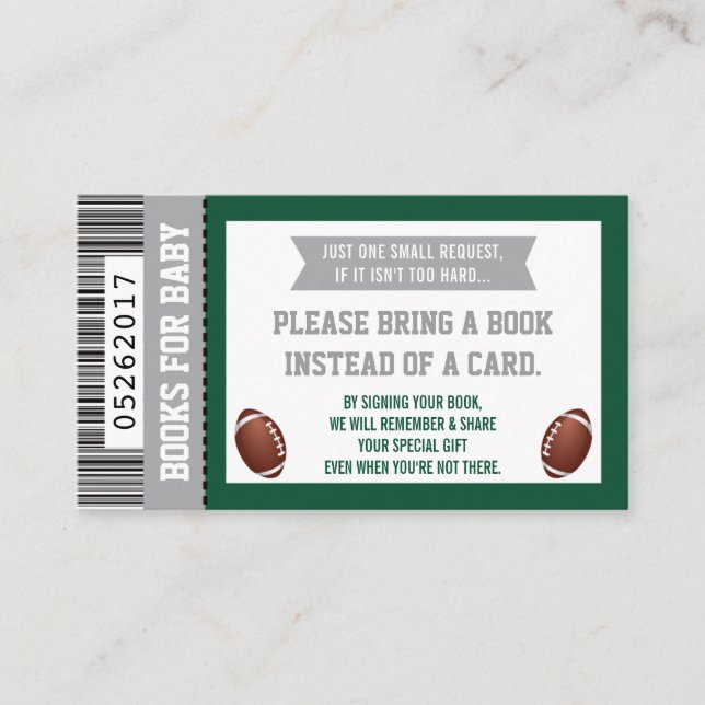 Books For Baby, Sports, Football Baby Shower Enclosure Card (Front)