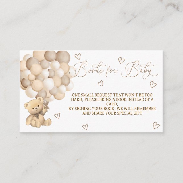Books For Baby Teddy Bear Themed Enclosure Card (Front)