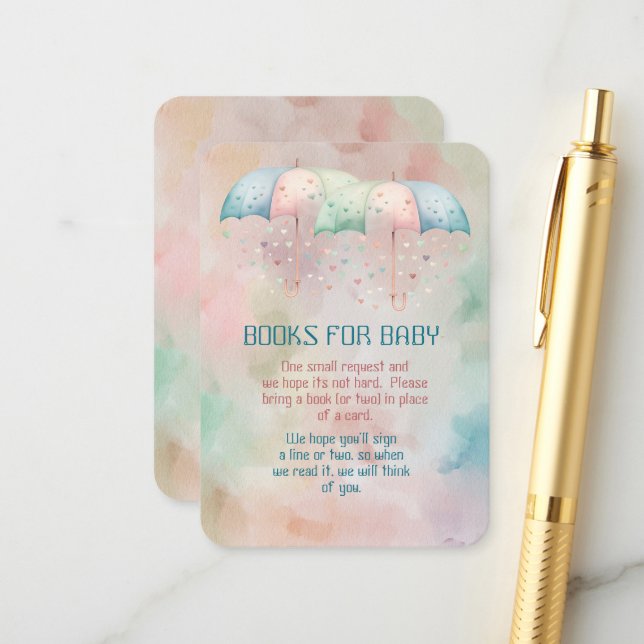 Books For Baby Twins Boy and Girl Shower  Enclosure Card (Front/Back In Situ)