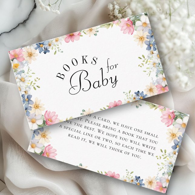 Books for Baby! Wildflower Baby Shower  Enclosure Card (Books for Baby! Wildflower Baby Shower Enclosure Card. For Baby Girl & Baby Boy.)