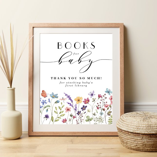 Books for baby wildflower spring baby shower poster (Creator Uploaded)