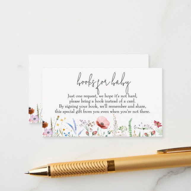 Books for Baby Wildflowers Baby Shower Enclosure Card (Front/Back In Situ)