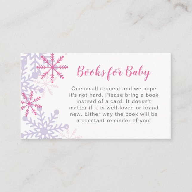 Books for Baby Winter Wonderland Baby Shower Pink Enclosure Card (Front)