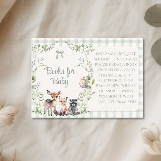 Books For Baby Woodland Animals Cute Baby Shower Enclosure Card