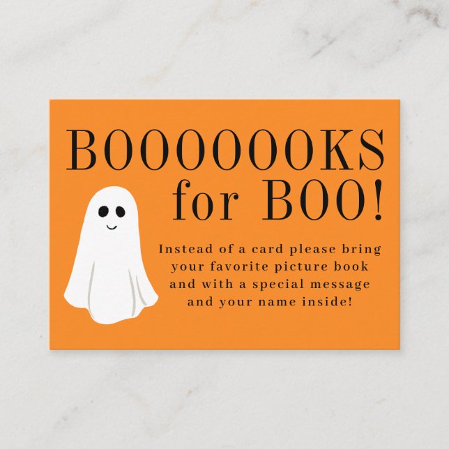 Books for Boo Halloween Baby Shower Enclosure Card (Front)