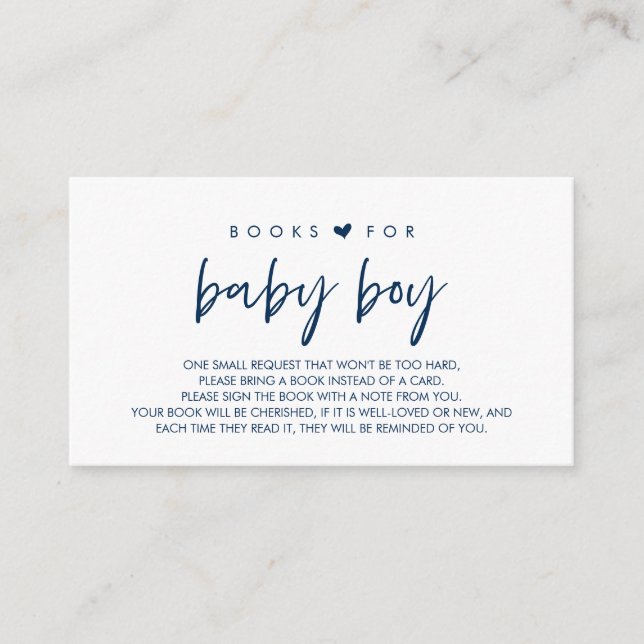 Books for the baby, bring a story book Navy Blue Enclosure Card (Front)