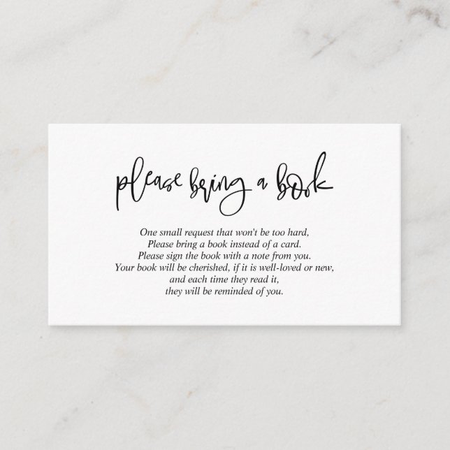 Books for the baby, Creative Black Script Enclosure Card (Front)