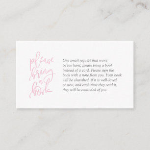 Books for the baby, Creative pink and grey Script Enclosure Card