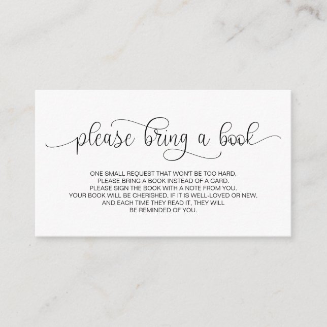 Books for the baby, Hand Lettered Black Script Enclosure Card (Front)