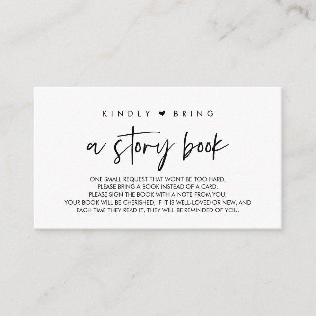 Books for the baby, Kindly bring a story book Enclosure Card (Front)