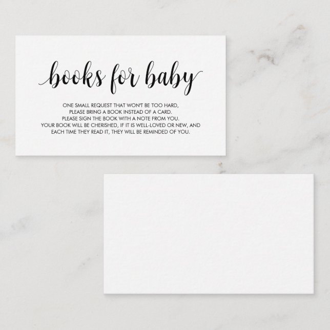 Books for the baby, Modern Cute Black Script Enclo Enclosure Card (Front/Back)